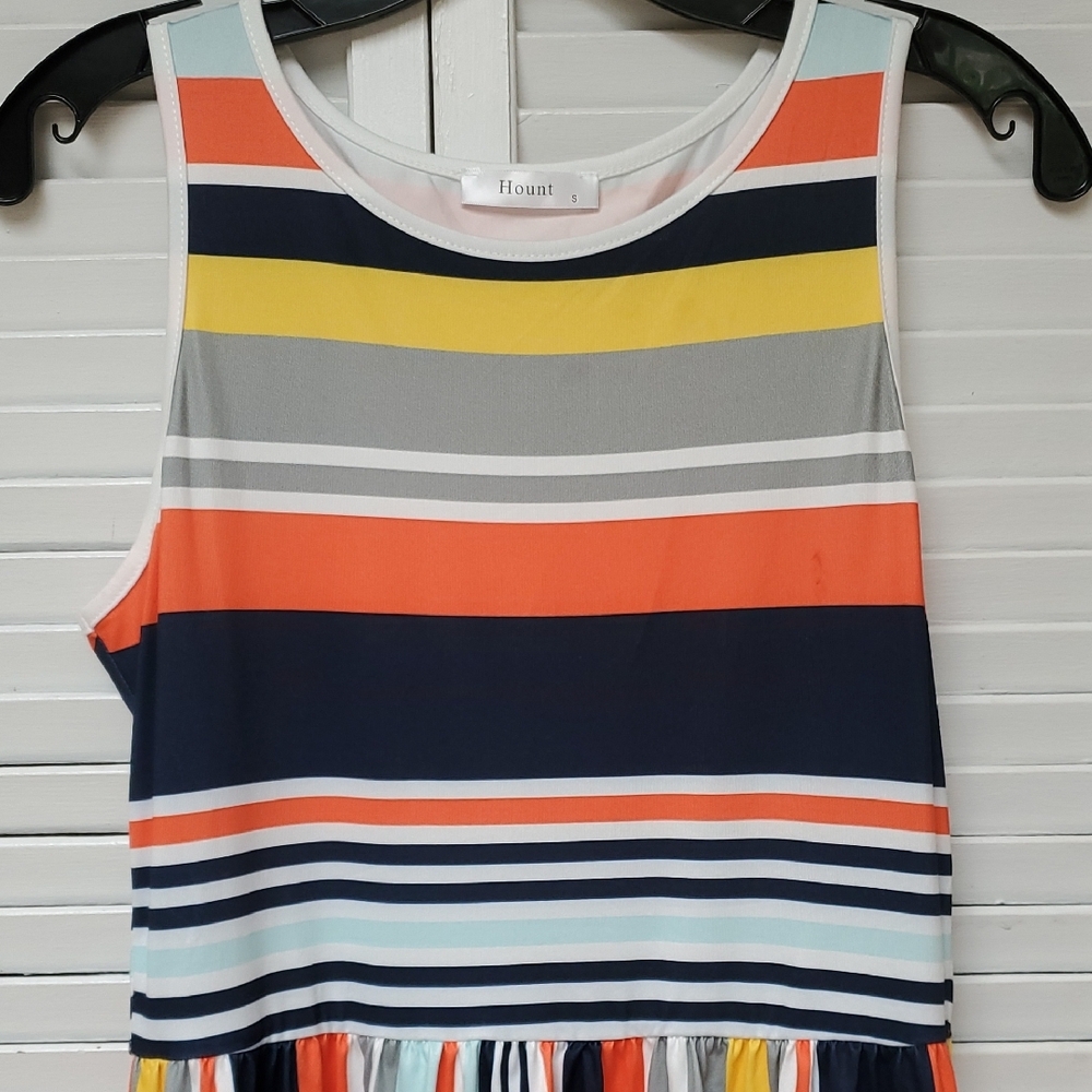 Hount Multi - Color Stripe Scoop Neck Sleeveless Maxi Sundress Size S - Picture 7 of 7
